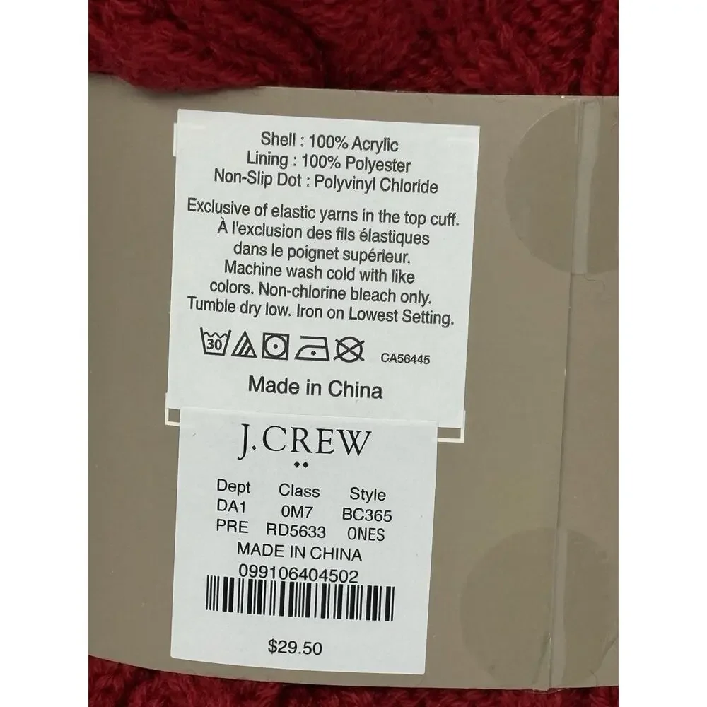 New J.crew Women Red Slipper Socks $29.50 Non-slip‎